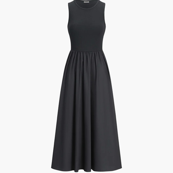 Black Sleeveless Maxi Dress with Flowy Skirt - Picture 1 of 8